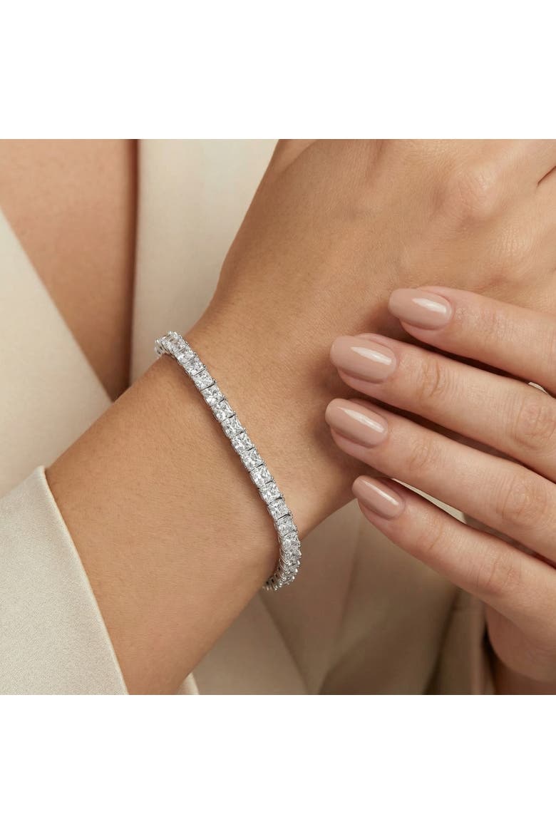 16.30Ct Princess Cut Diamond 7" Tennis Bracelet 14k Gold Lab Grown, Alternate, color, 14k White Gold