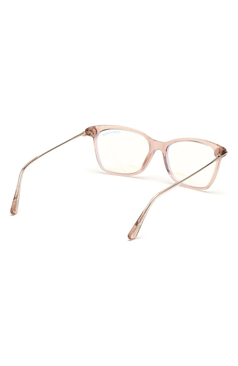 TOM FORD 50mm Square Optical Glasses, Alternate, color, Pink Rose Gold / Blue Block