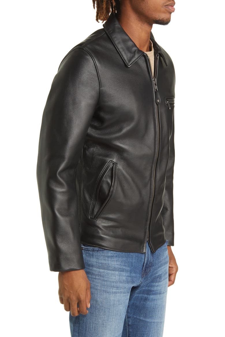 Men's Waxy Leather Delivery Jacket, Alternate, color, BLACK