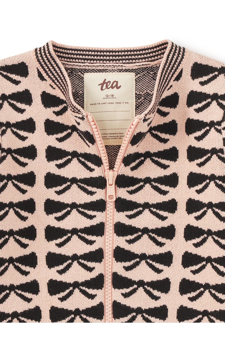 Tea Collection Zip Up Bow Cardigan, Alternate, color, Bow