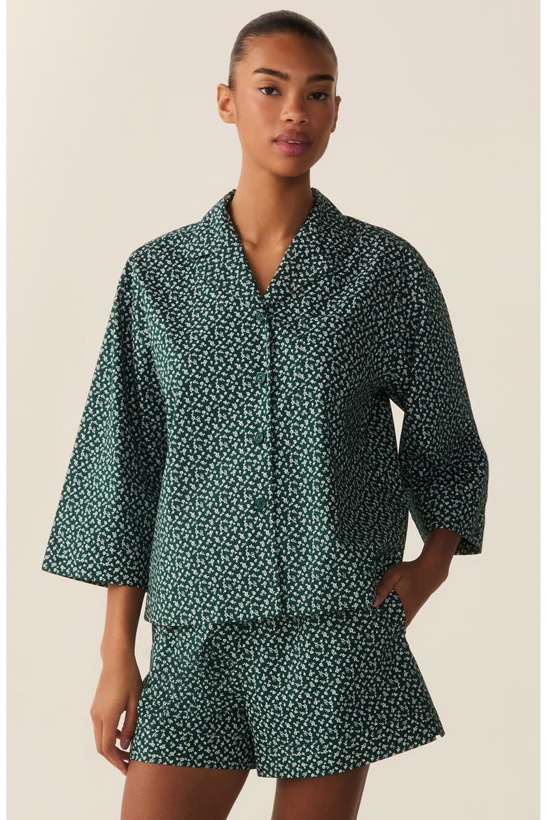 Olivia Cotton Poplin Short Pajamas, Alternate, color, MEDIUM GREEN