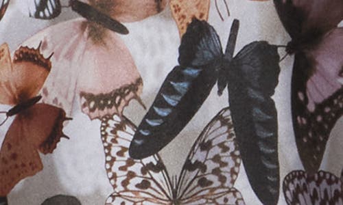 L'agence Zaria Butterfly Print Silk Slipdress In Gray