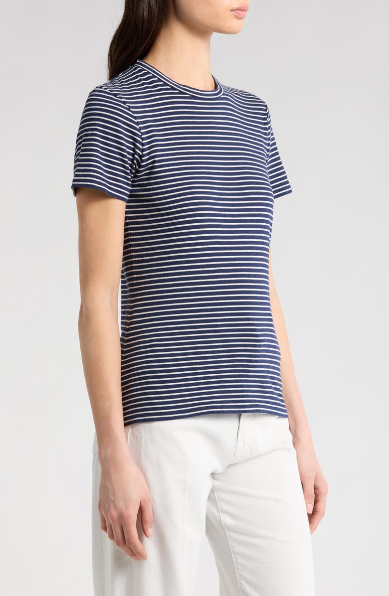 Nili Lotan Lana Stripe Cotton T-Shirt, Alternate, color, Navy/ Natural Stripe