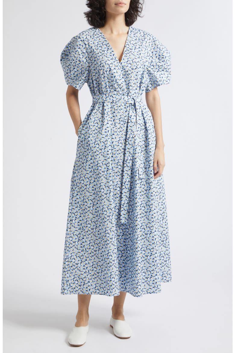 Taivut Pikku Vikuri Ditsy Floral Cotton Midi Dress, Main, color, LIGHT BLUE OFF WHITE YELLOW