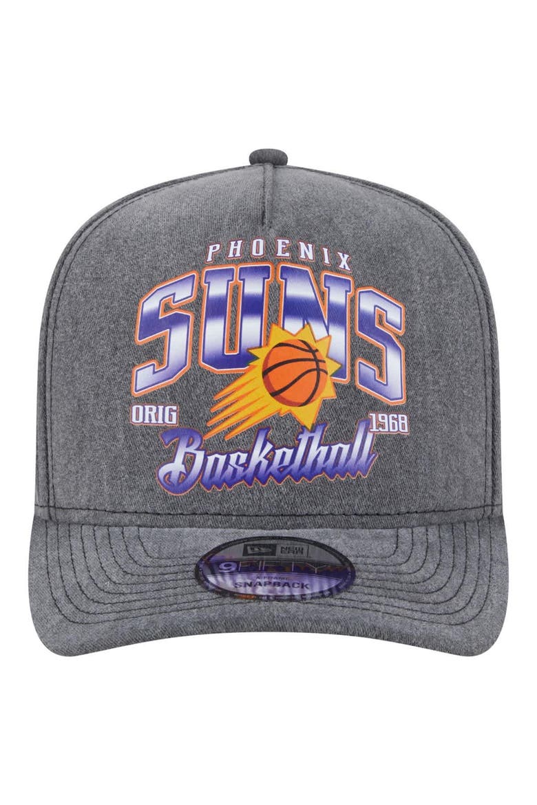 Men's New Era  Charcoal Phoenix Suns Throwback Washed Pre-Curved 9FIFTY Snapback Hat, Alternate, color, Charcoal