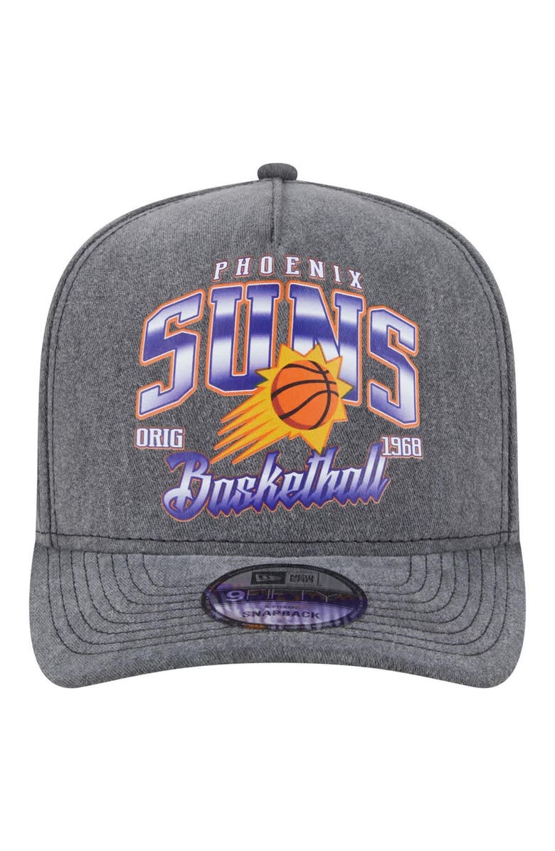 New Era Men's New Era  Charcoal Phoenix Suns Throwback Washed Pre-Curved 9FIFTY Snapback Hat, Alternate, color, Charcoal
