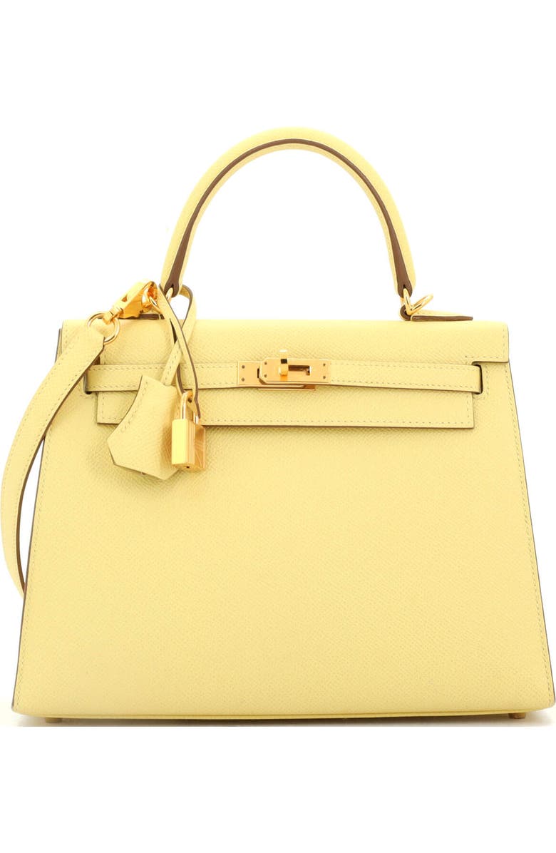 Pre-Owned Hermes Kelly Handbag Yellow Epsom with Gold Hardware 25, Main, color, Jaune Poussin