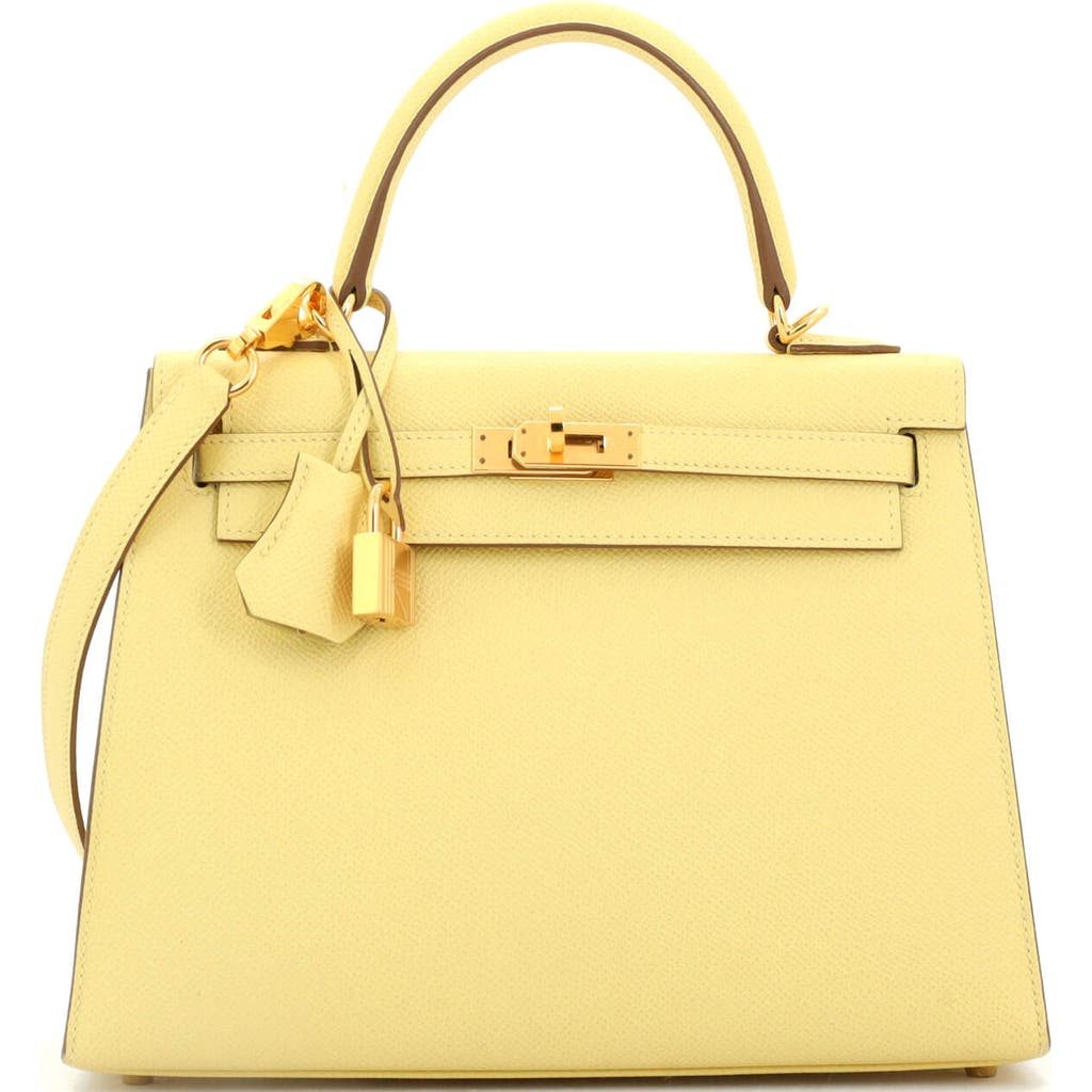 Pre-owned Hermes Hermes Kelly Handbag Yellow Epsom With Gold Hardware 25