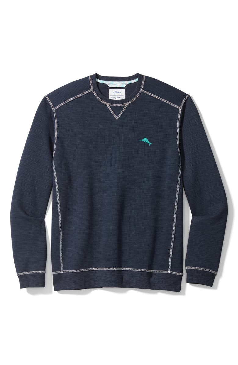 Tommy Bahama x Disney<sup>®</sup> Tobago Mickey Mouse Appliqué Graphic Sweatshirt, Alternate, color, Ocean Deep