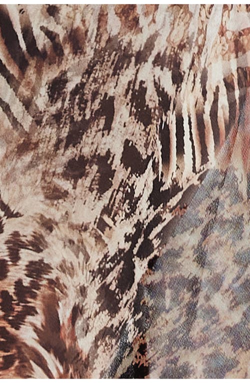 Lioness Banks Animal Print High-low Wrap Midi Skirt In Chocolate Animal