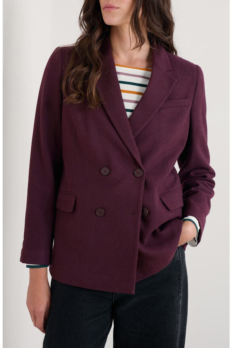 Lowena Double Breasted Recycled Wool Blend Blazer, Main, color, DARK HELLEBORE