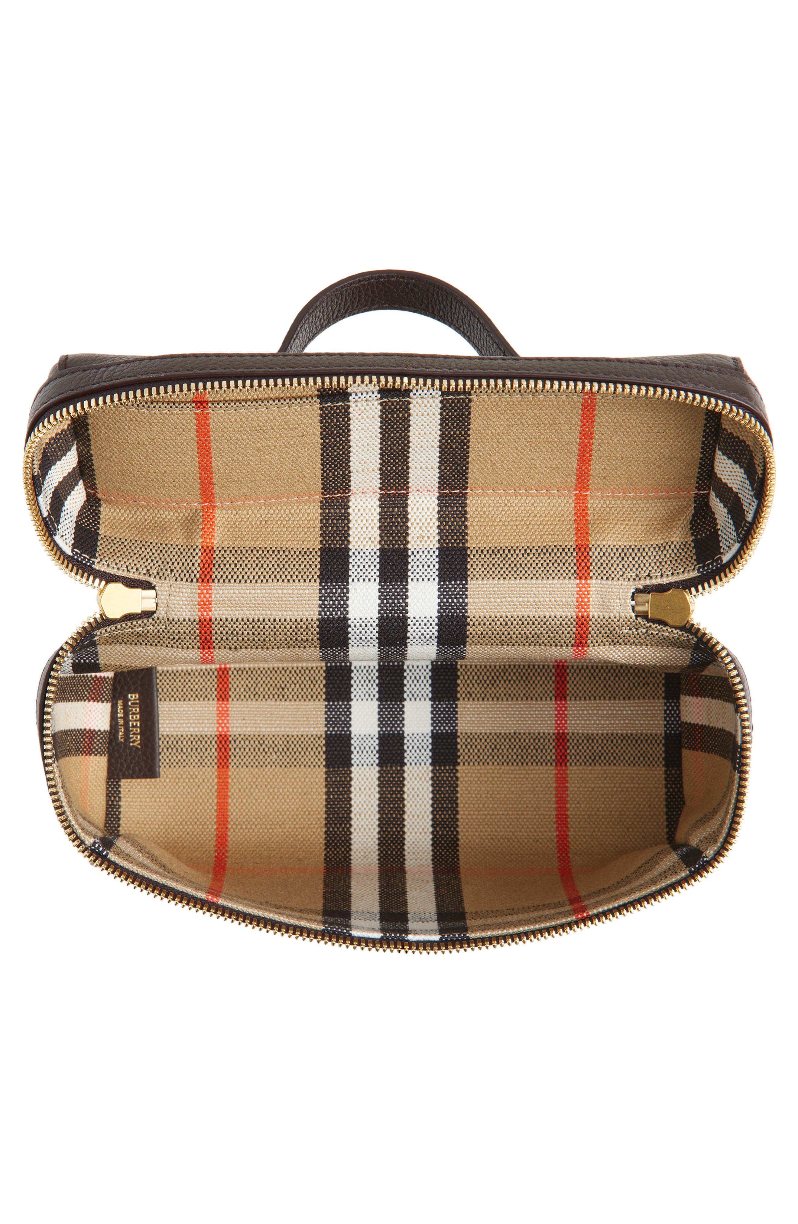 Burberry Bloomsbury Leather Vanity Bag, Alternate, color, Peat/ Sand