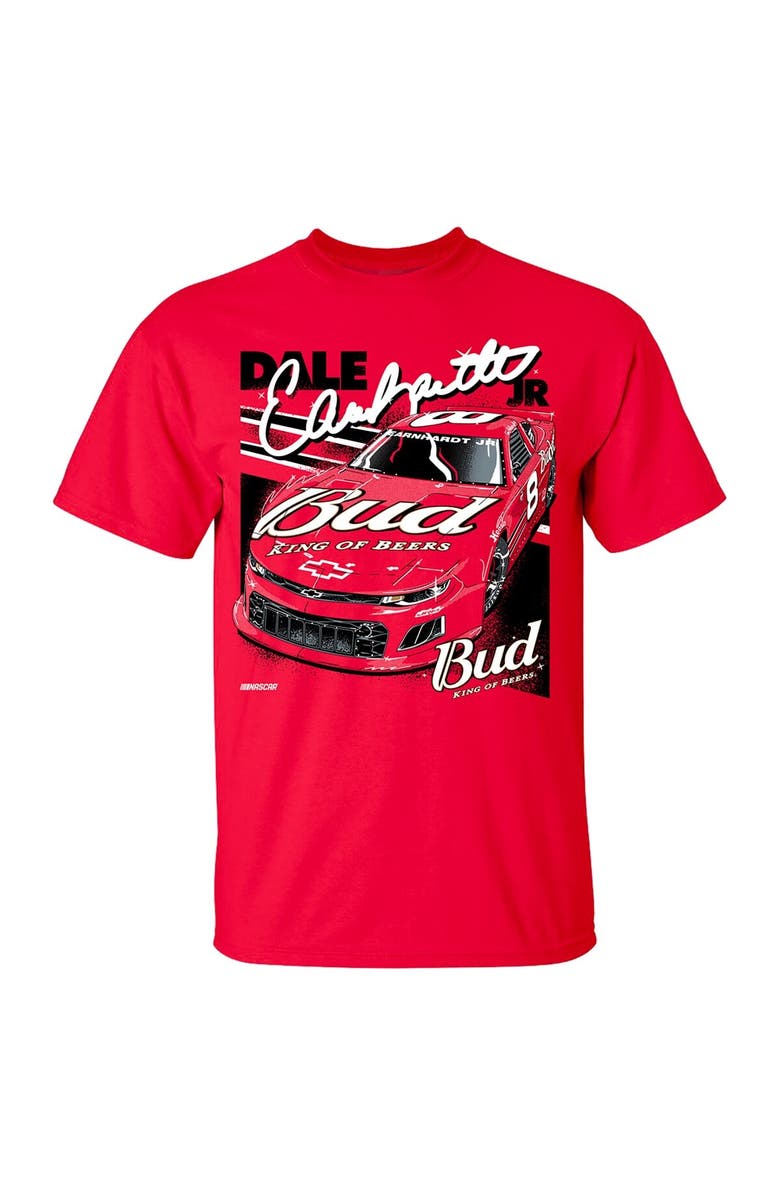 JR MOTORSPORTS OFFICIAL TEAM APPAREL Men's JR Motorsports Official Team Apparel Red Dale Earnhardt Jr. Budweiser Car T-Shirt, Alternate, color, Red