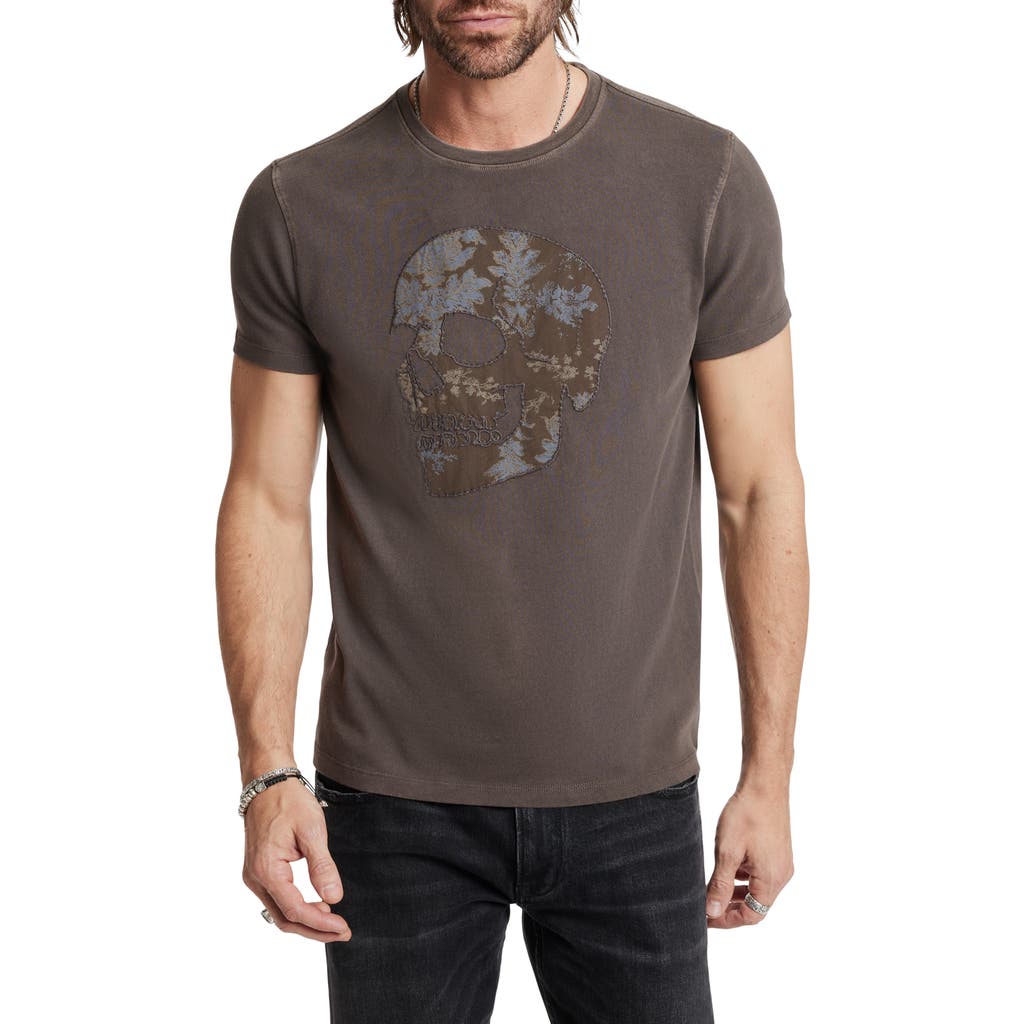 John Varvatos Applique Skull Short Sleeve Crewneck Tee In Kalamata