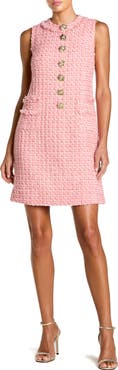 Mac Duggal Boucle Sleeveless Button Detail Mini Dress