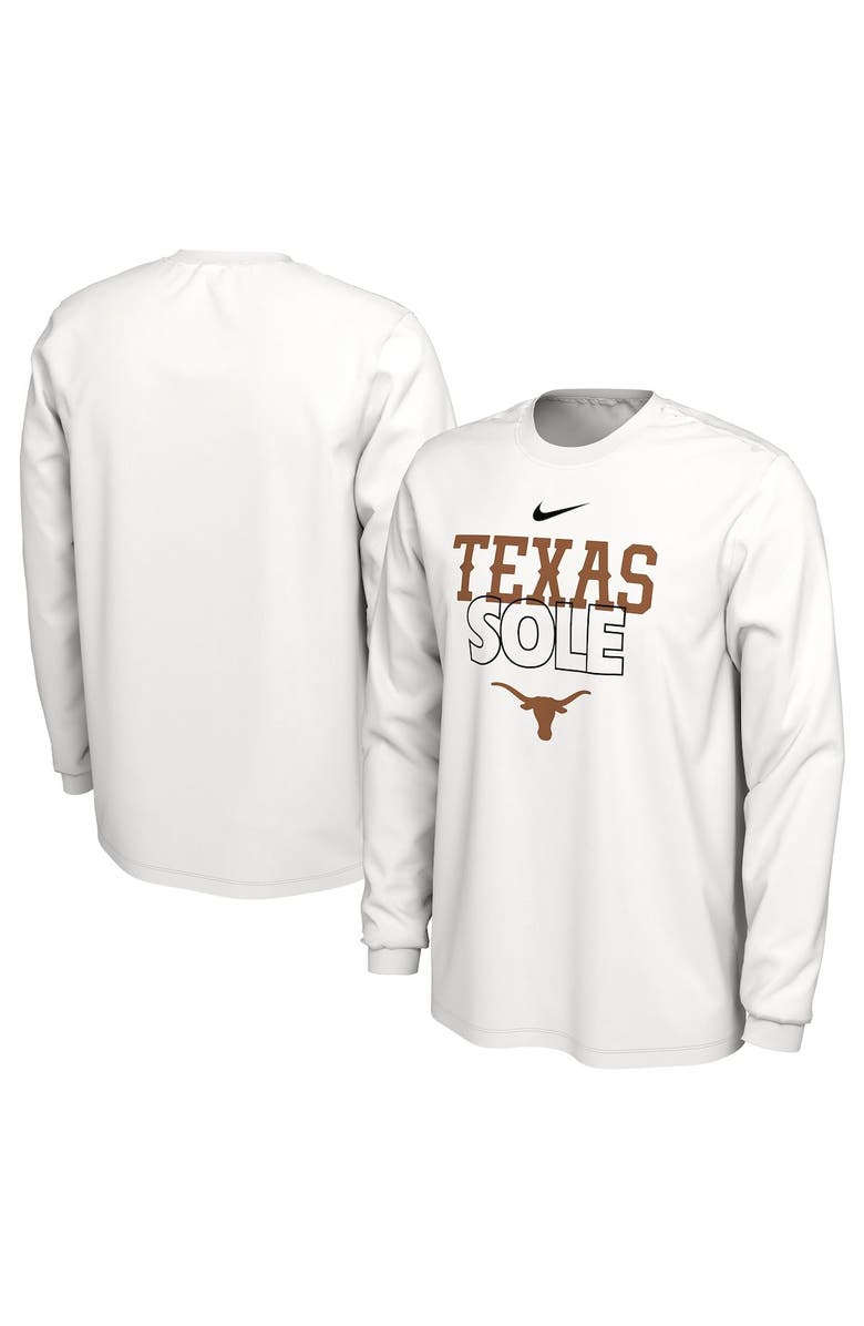 Nike White Texas Longhorns 2023 On Court Bench Long Sleeve T-Shirt, Alternate, color, 