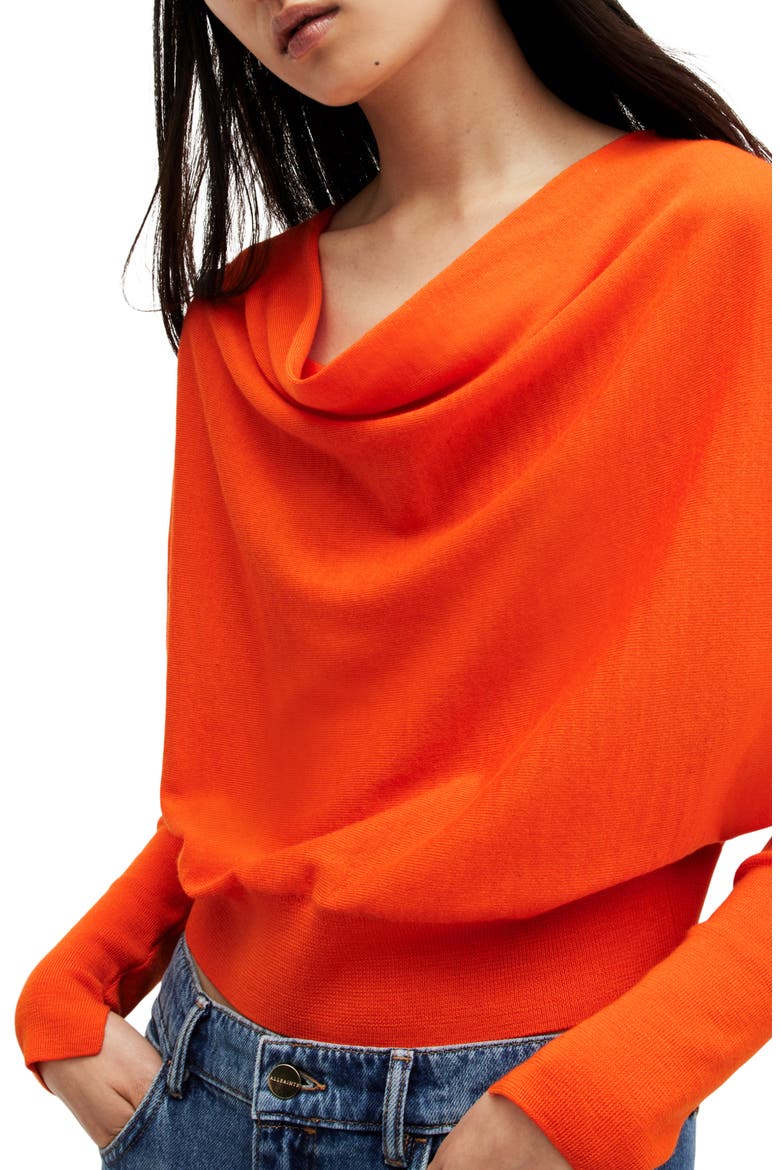 Ridley Merino Wool Cowl Neck Sweater, Alternate, color, ZESTY ORANGE
