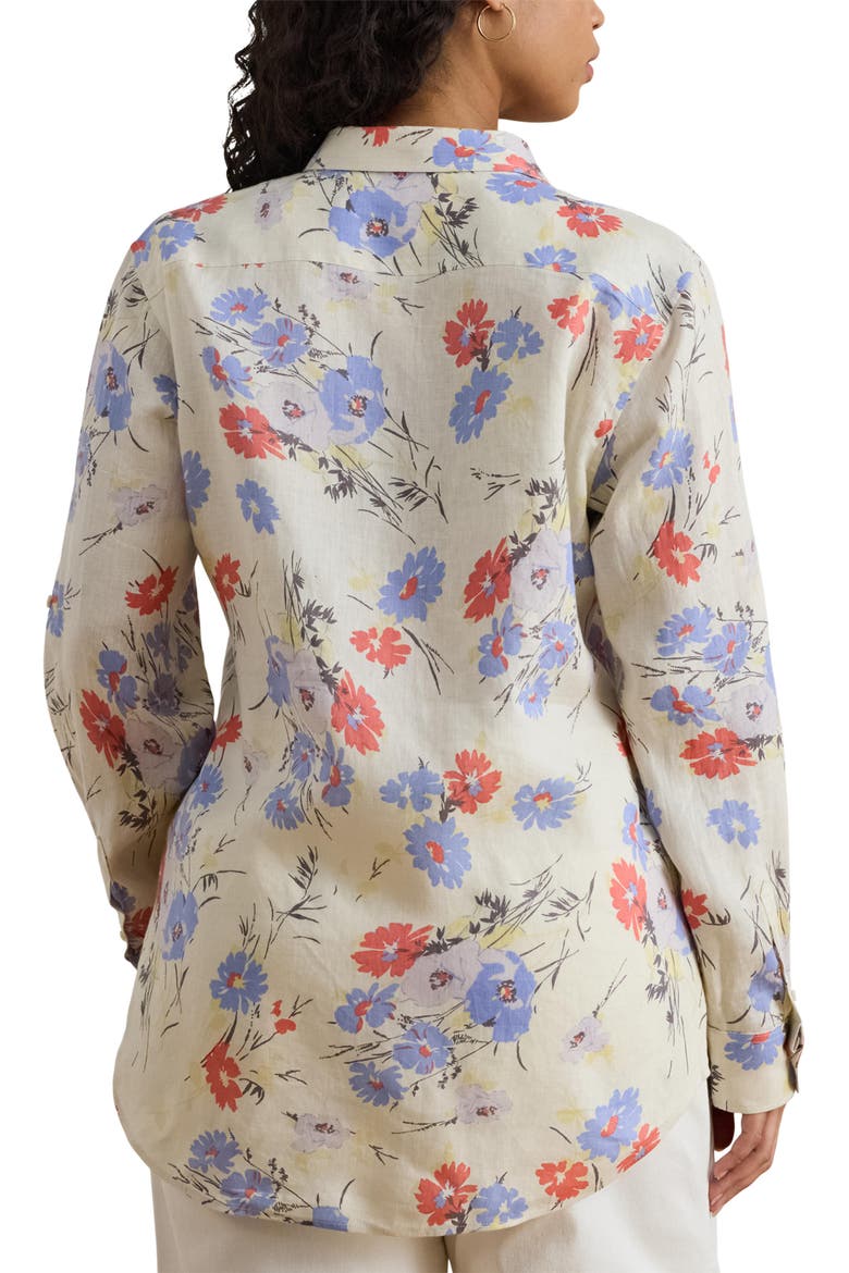 Relaxed Fit Floral Linen Shirt, Alternate, color, CREAM/ MULTI