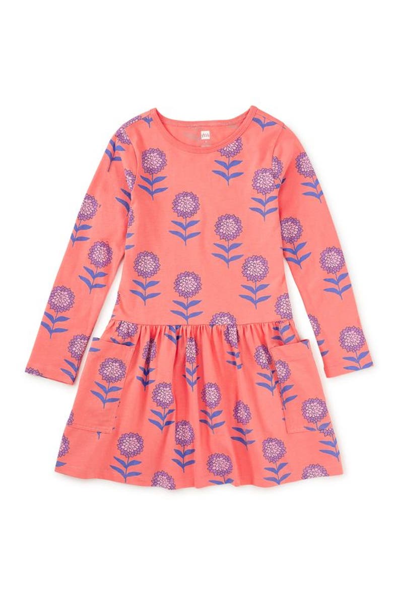 Long Sleeved Pocket Dress, Main, color, Dahlias