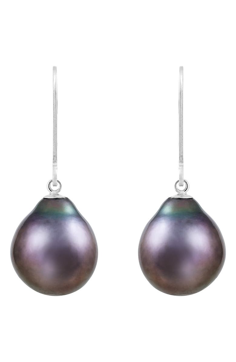 SPLENDID PEARLS Rhodium Plated Sterling Silver 8-9mm Cultured Freshwater Pearl Dangling Earrings, Main, color, 