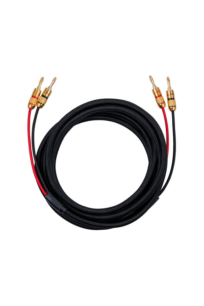 Hi-Fi 12 Gauge Speaker Wire with Dual Banana Plugs 12 Feet OFC Cable, Main, color, Gold