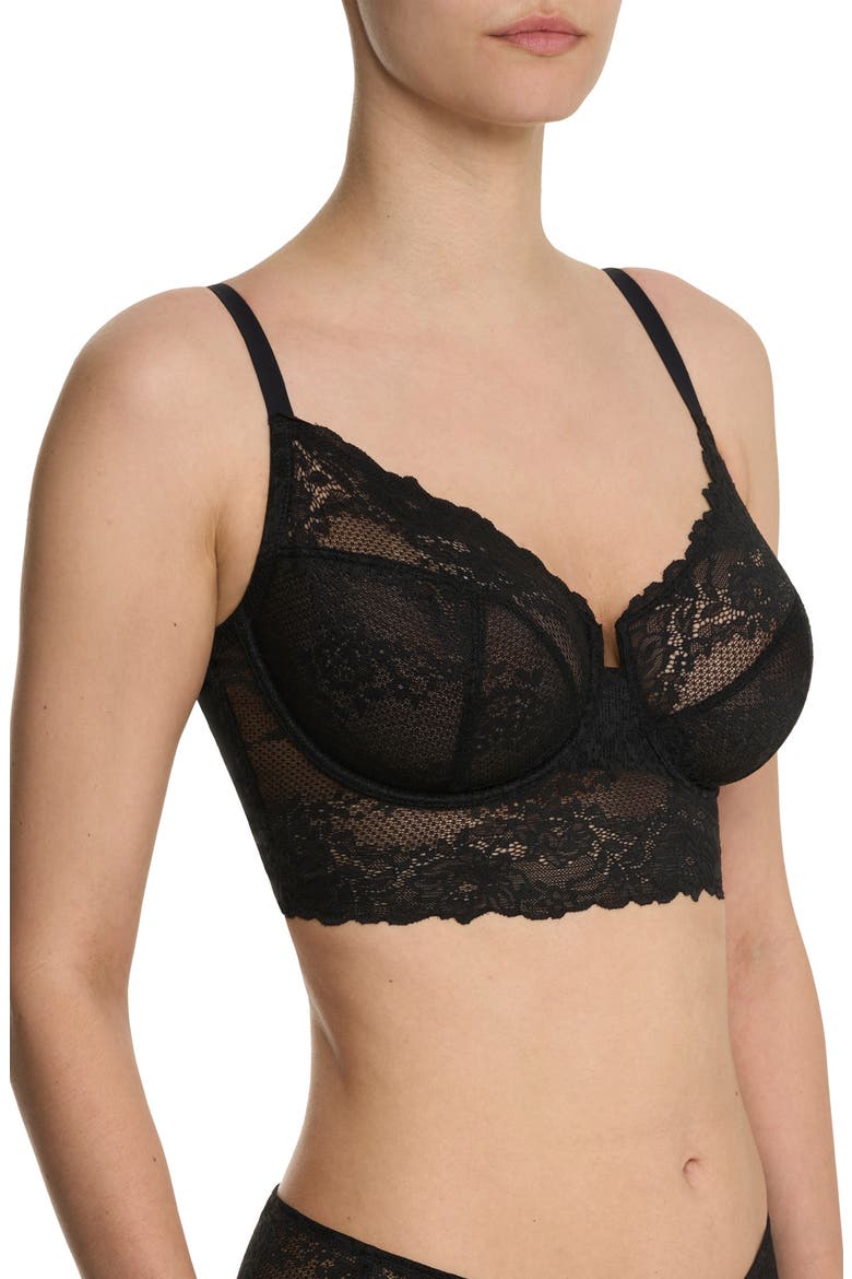 Heavenly Full Coverage Longline Lace Underwire Bra, Alternate, color, BLACK