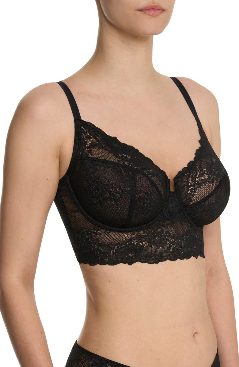 Natori Heavenly Full Coverage Longline Lace Underwire Bra, Alternate, color, Black