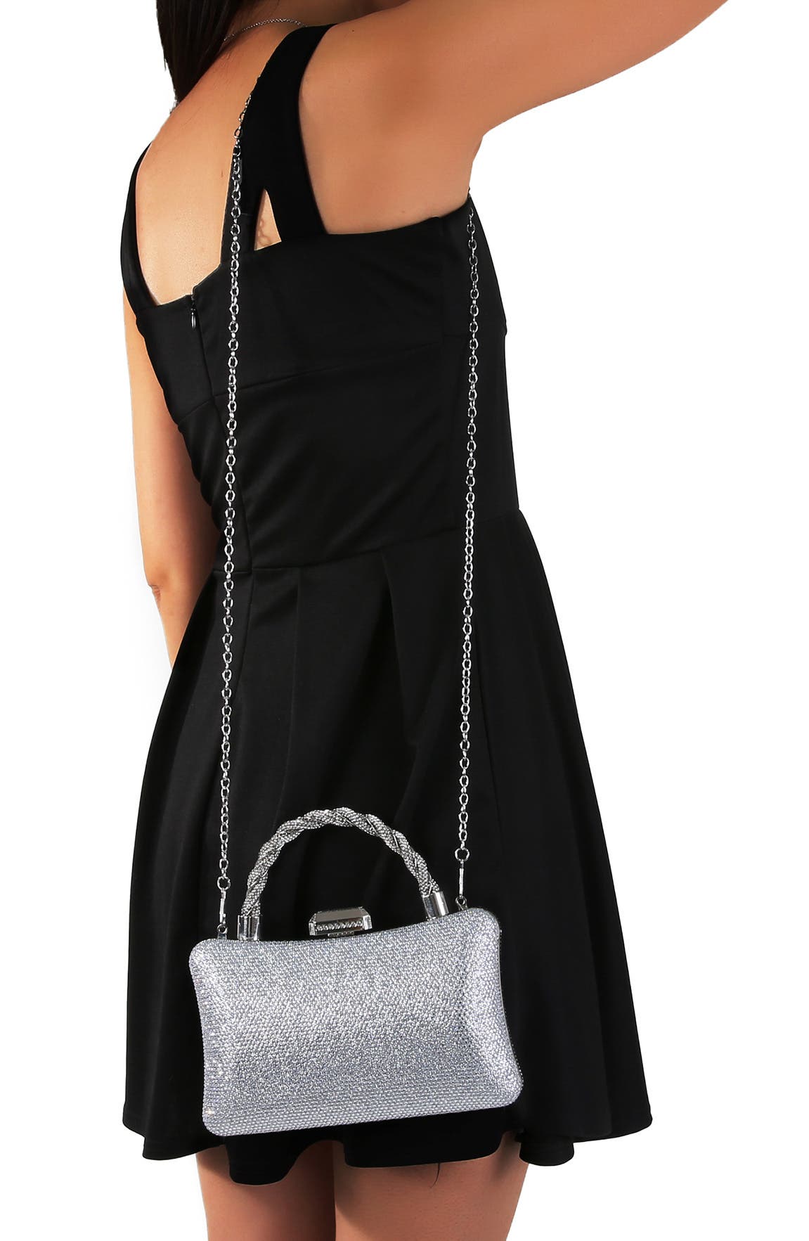 Rhinestone Clutch, Alternate, color, SILVER