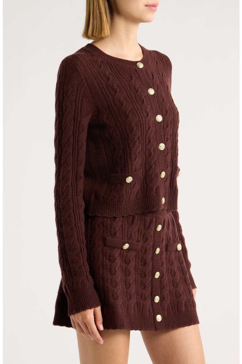 Eugenie Cable Knit Wool & Cashmere Cardigan, Alternate, color, CINNABAR