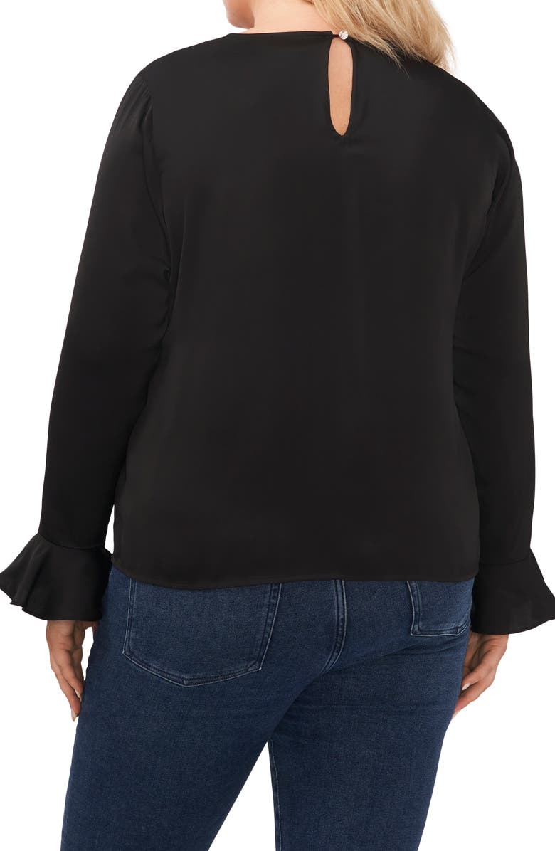 CeCe Ruffle Cuff Satin Blouse, Alternate, color, 