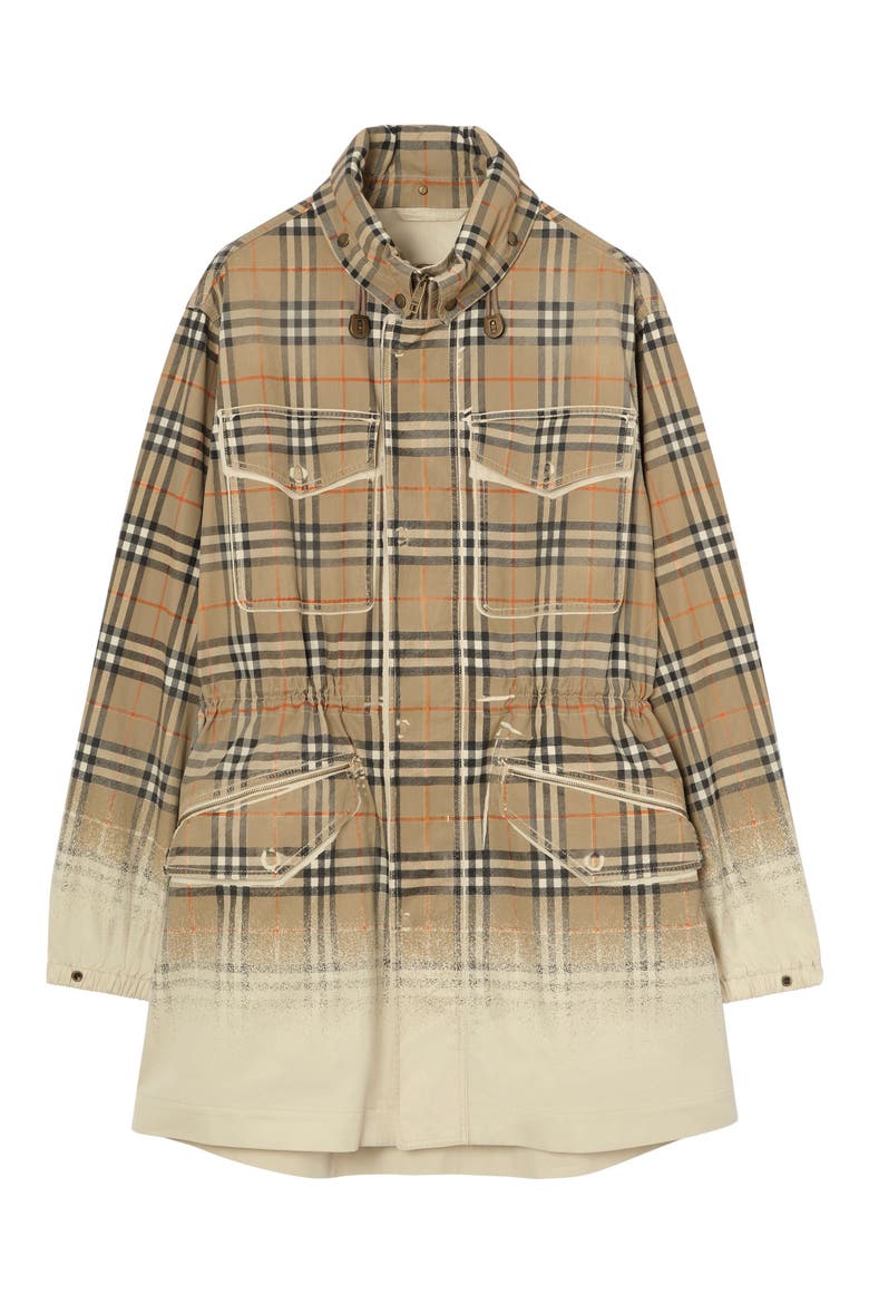Lancaster Gradient Check Oversize Tropical Gabardine Parka, Alternate, color, TAUPE