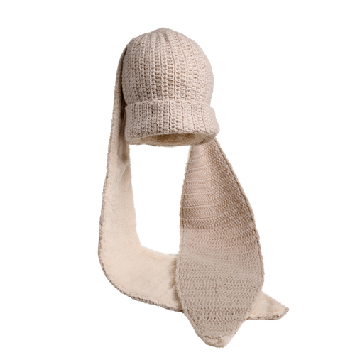 Nirvanna Designs Oversized Ear Beanie In Linen
