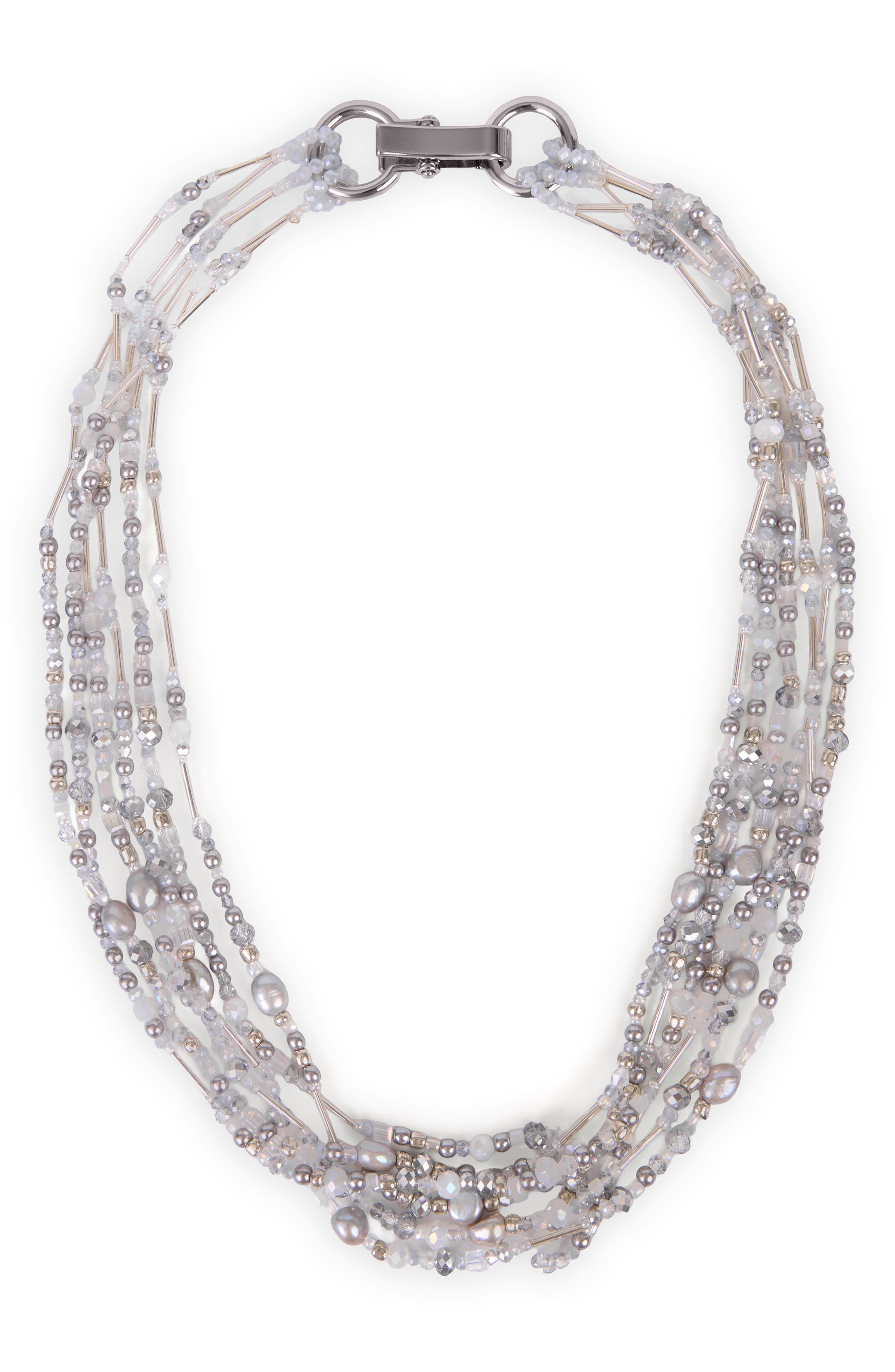 SAACHI Beaded Cluster Statement Necklace