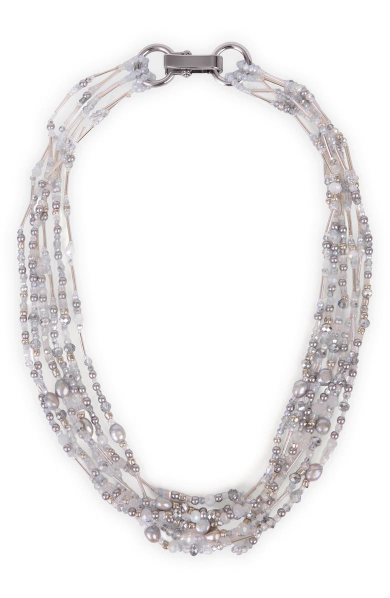 SAACHI Beaded Cluster Statement Necklace, Main, color, 