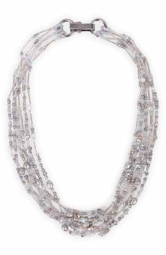 SAACHI Beaded Cluster Statement Necklace