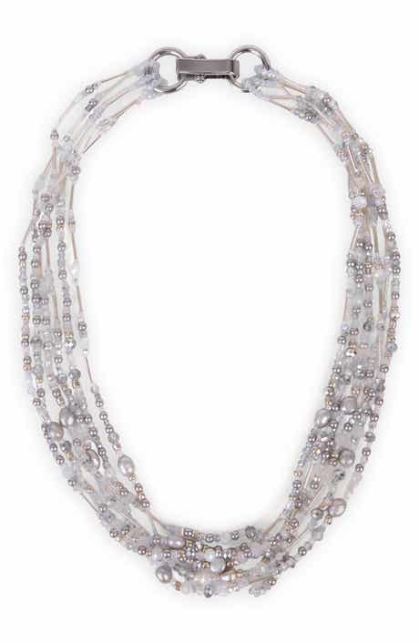 SAACHI Beaded Cluster Statement Necklace