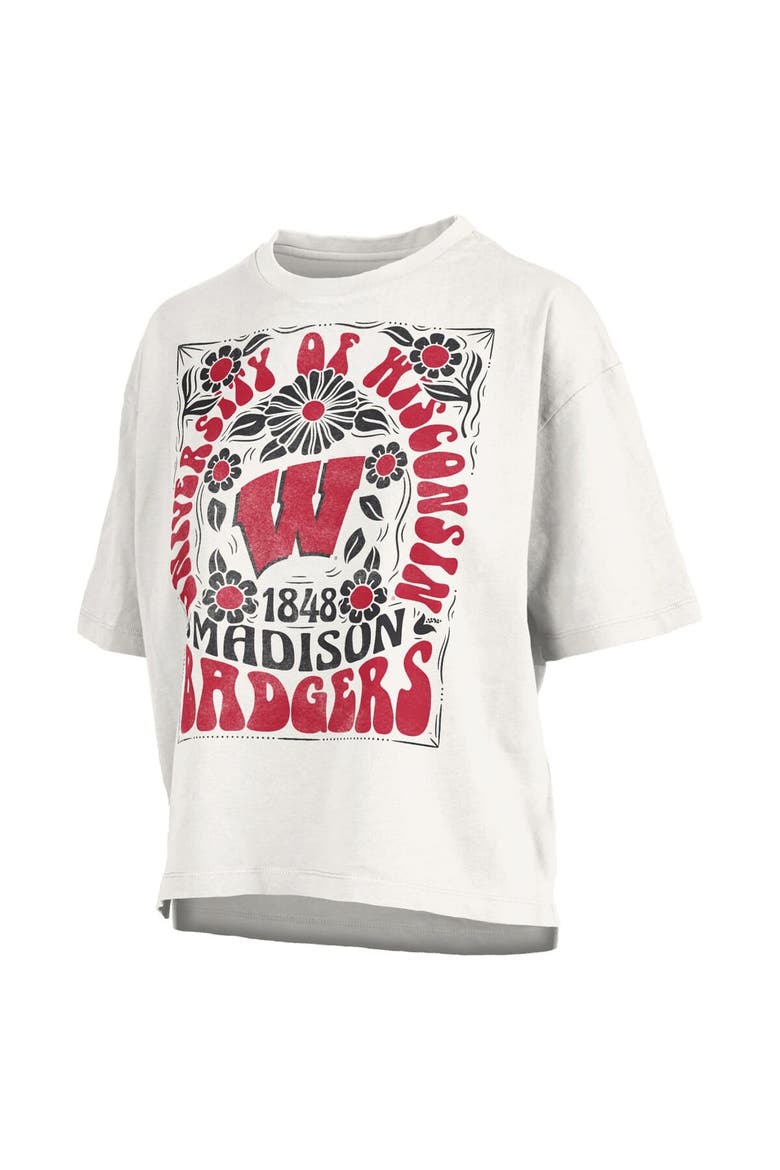 Women's Pressbox White Wisconsin Badgers Harmony Oversized Slub T-Shirt, Alternate, color, White