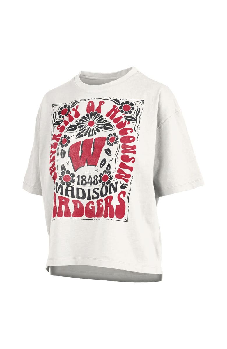 PRESSBOX Women's Pressbox White Wisconsin Badgers Harmony Oversized Slub T-Shirt, Alternate, color, White