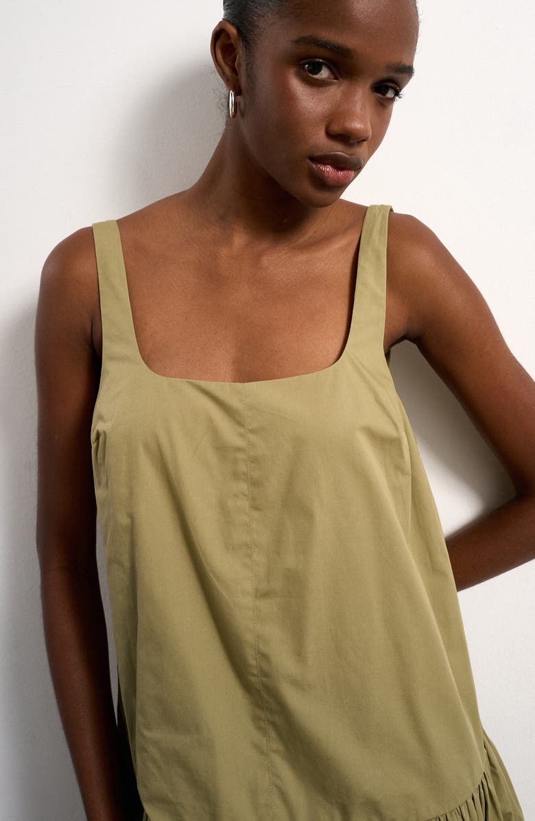 Topshop Drop Waist Cotton Poplin Minidress, Alternate, color, Lgreen