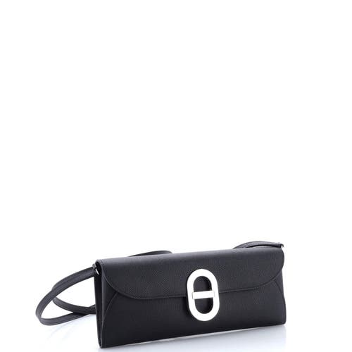 Pre-owned Hermes Hermes Chaine D'ancre To Go Wallet Epsom In Black