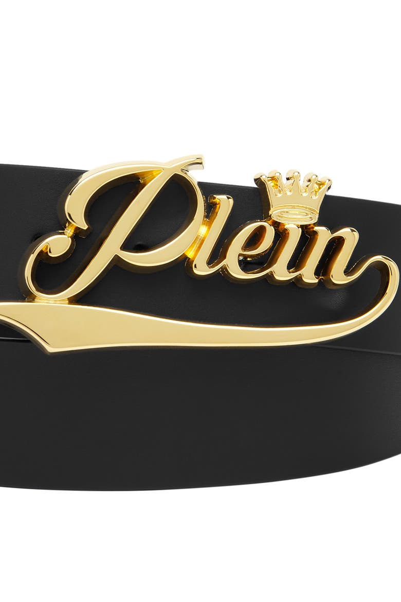 Leather Belt King Plein Men, Alternate, color, black/lightgold