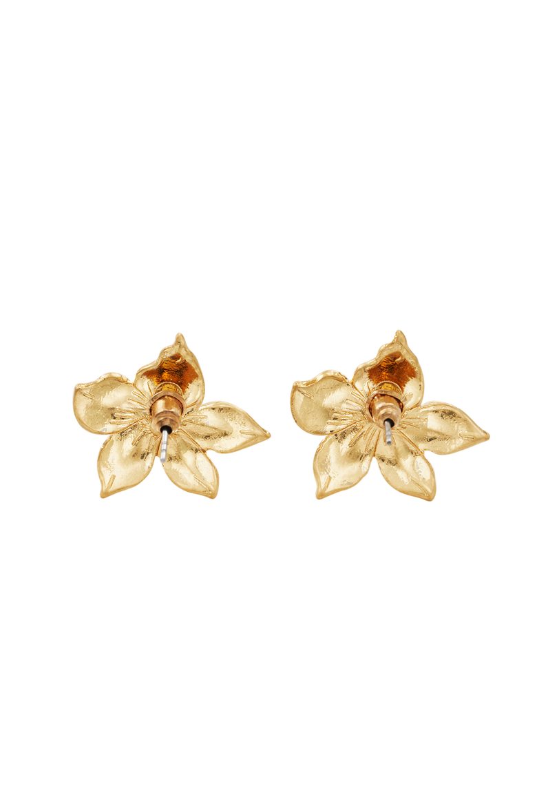 Jasmine & Pearl Oversized Stud Earrings, Alternate, color, Gold