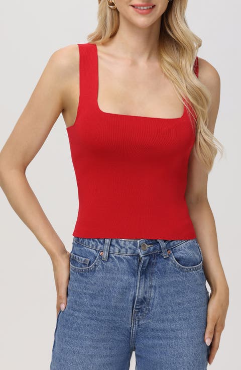 Eva Square Neck Crop Rib Tank