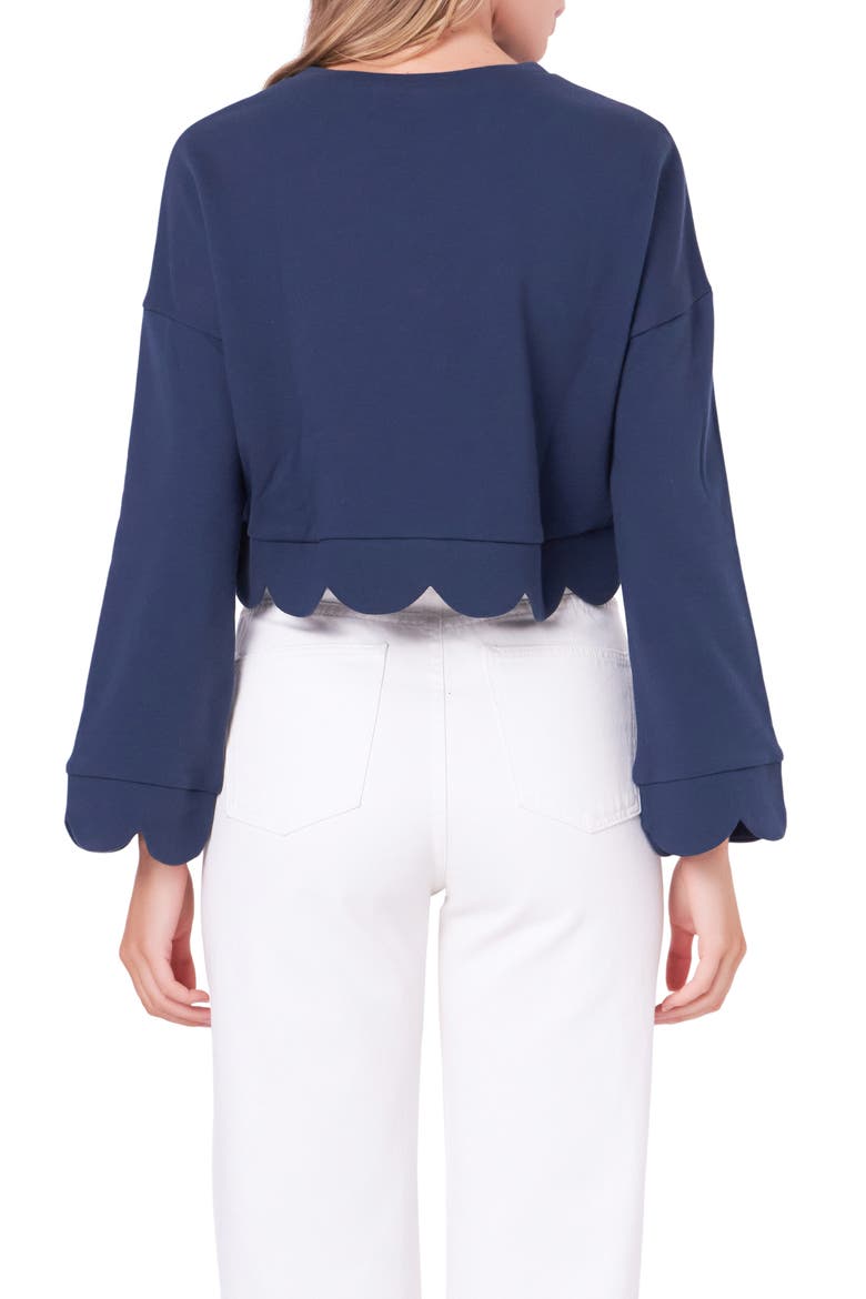 Scallop Crop Knit Top, Alternate, color, NAVY