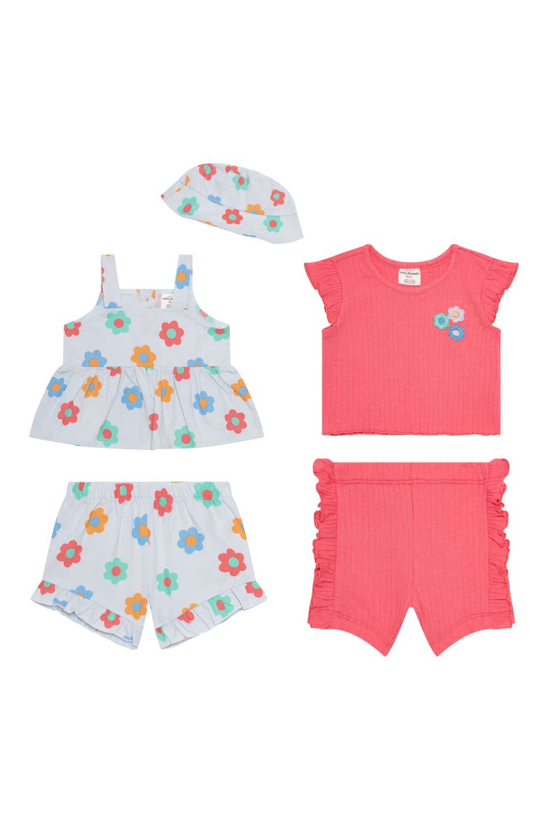 Babydoll Tank, T-Shirt, Shorts & Bucket Hat Set, Main, color, FLOWER