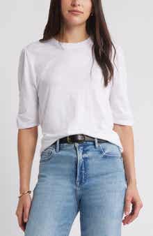 Caslon® Puff Sleeve Cotton Blend T-Shirt