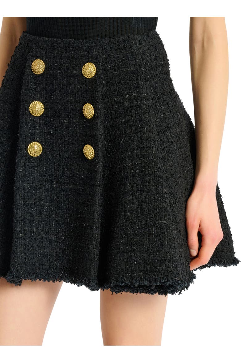 Flared tweed skirt, Alternate, color, black