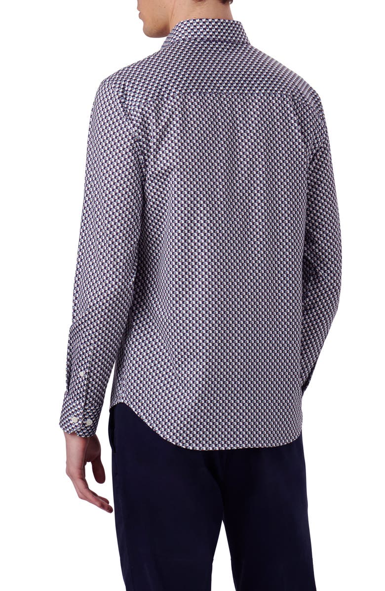 Bugatchi James OoohCotton<sup>®</sup> Geo Print Button-Up Shirt, Alternate, color, 