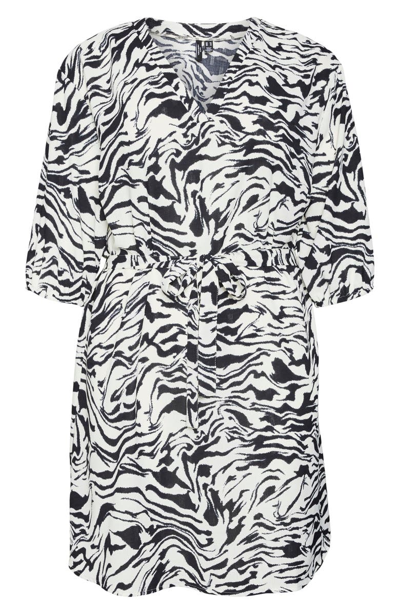 VERO MODA CURVE Ilona Belted Zebra Print Dress, Main, color, 