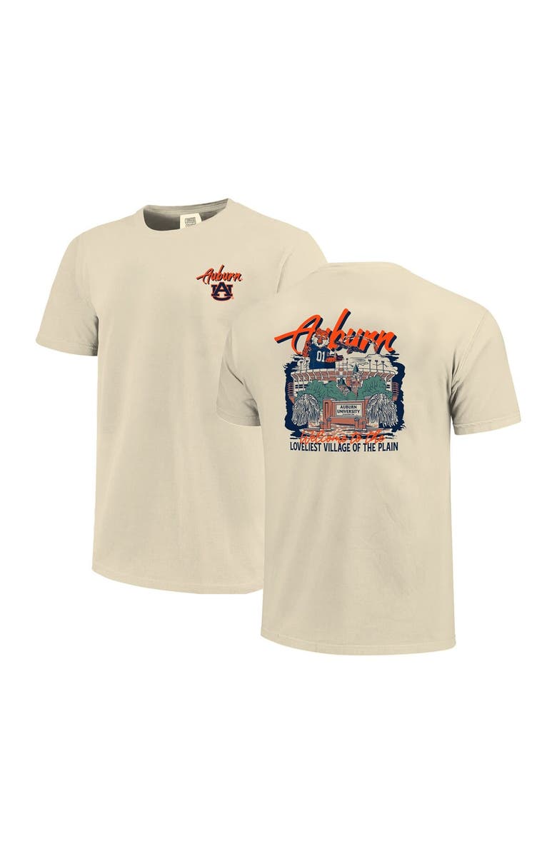 IMAGE ONE Men's Image One Natural Auburn Tigers Comfort Colors Hand-Drawn Campus Stack T-Shirt, Main, color, Natural